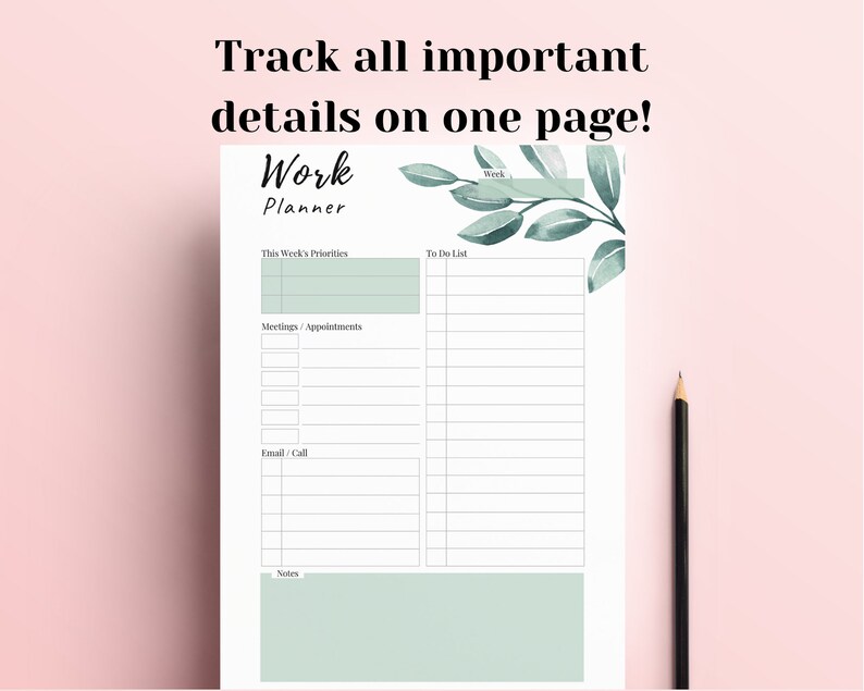 Work Planner Printable Weekly Work Schedule Productivity - Etsy
