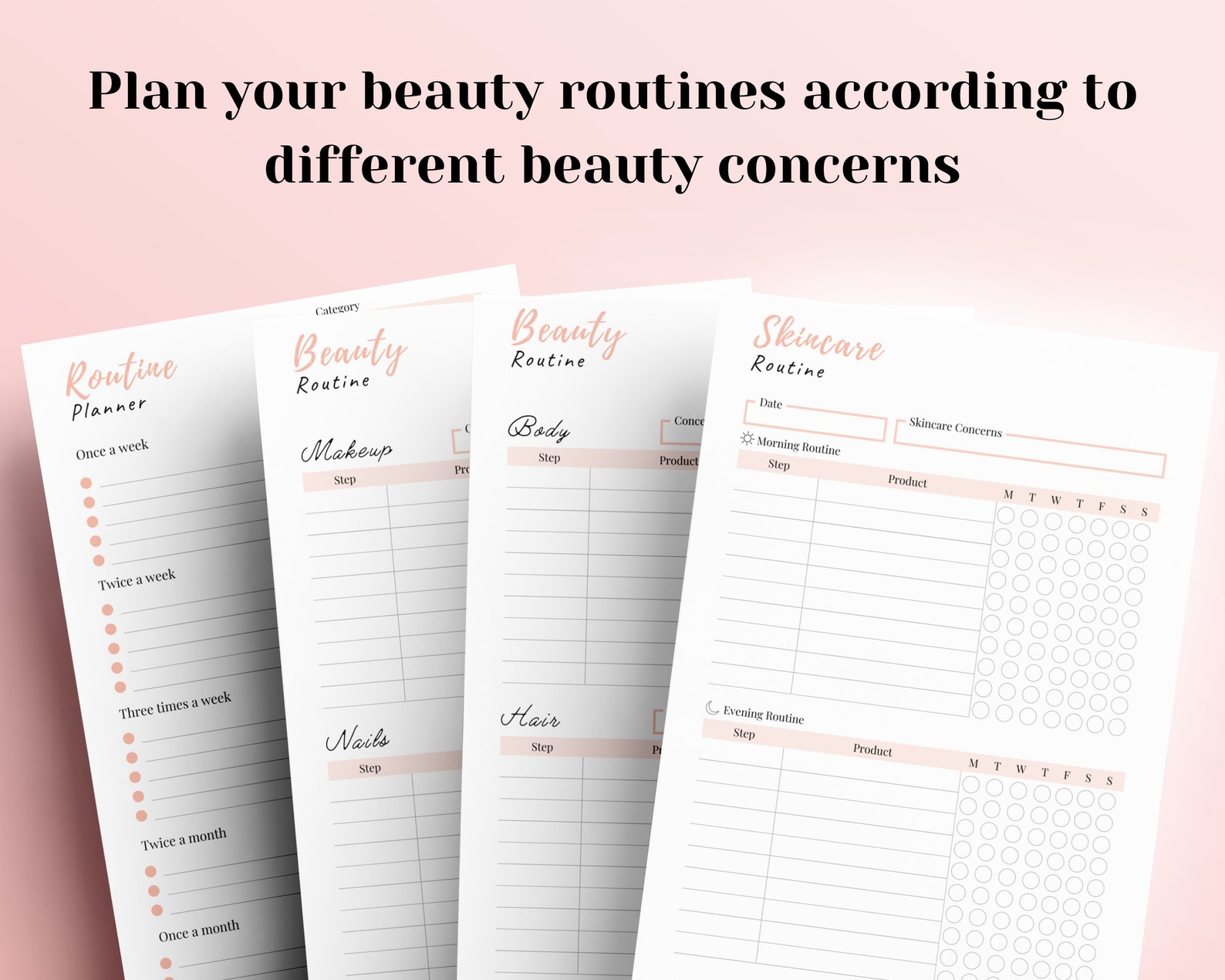Glow Up Planner Beauty Journal Printable Skincare Routine Etsy