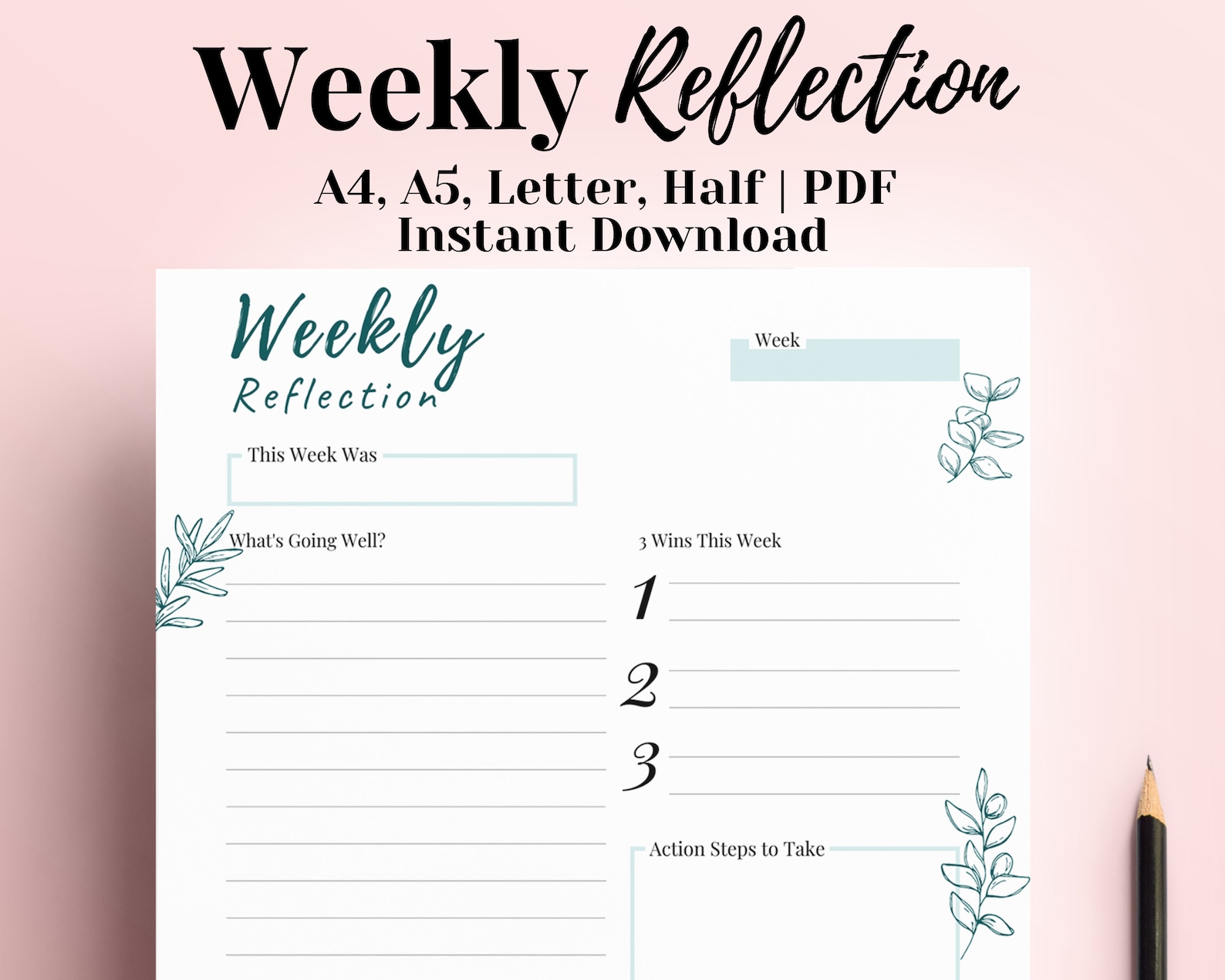 Weekly Reflection Journal Weekly Review 2021 Weekly Planner Etsy Hong