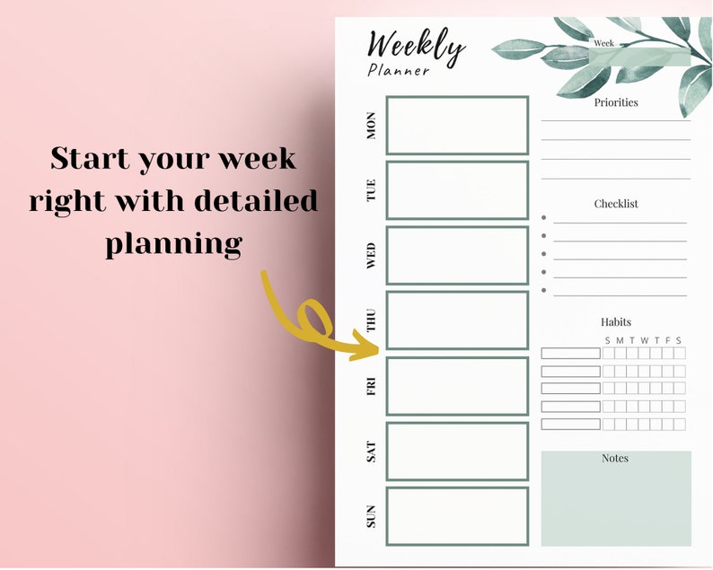 2021 Weekly Planner Printable Undated Weekly Schedule Daily - Etsy