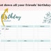 Printable Birthday Tracker Birthday Planner Birthday Log - Etsy Hong Kong