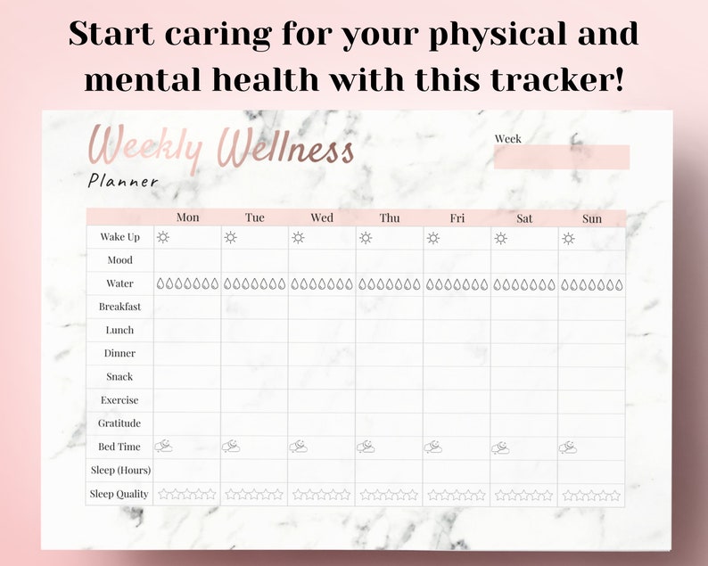 Weekly Wellness Planner Printable Wellness Chart Meal Etsy Hong Kong