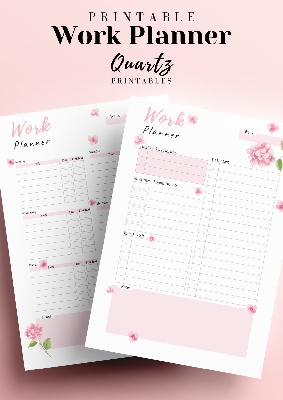 Work Planner Printable Weekly Work Schedule Productivity - Etsy Hong Kong