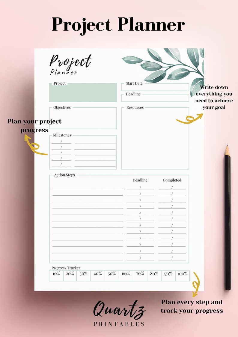 Printable Project Planner Template Work Productivity Planner - Etsy