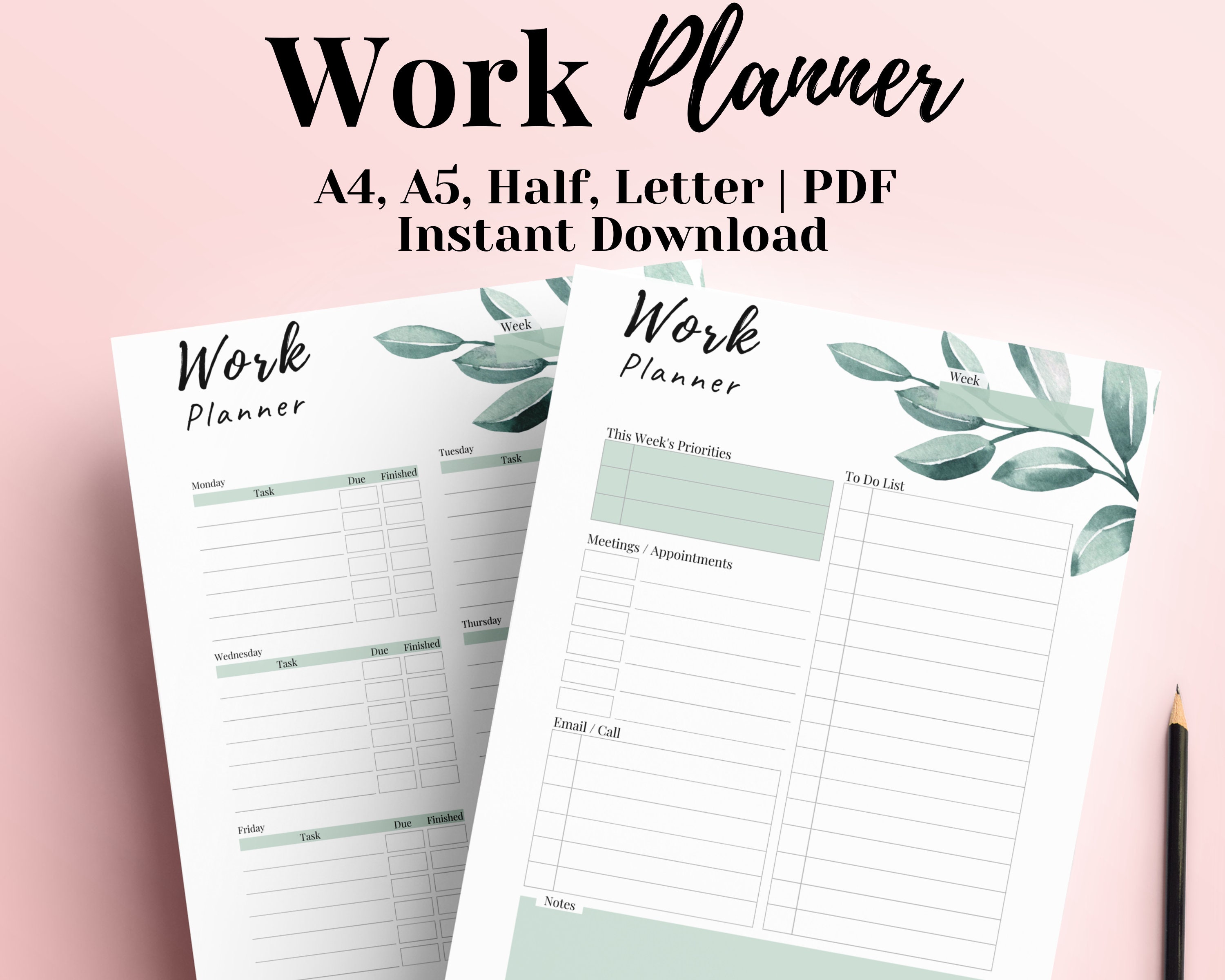 productivity printable new job gift planner printables planner refill