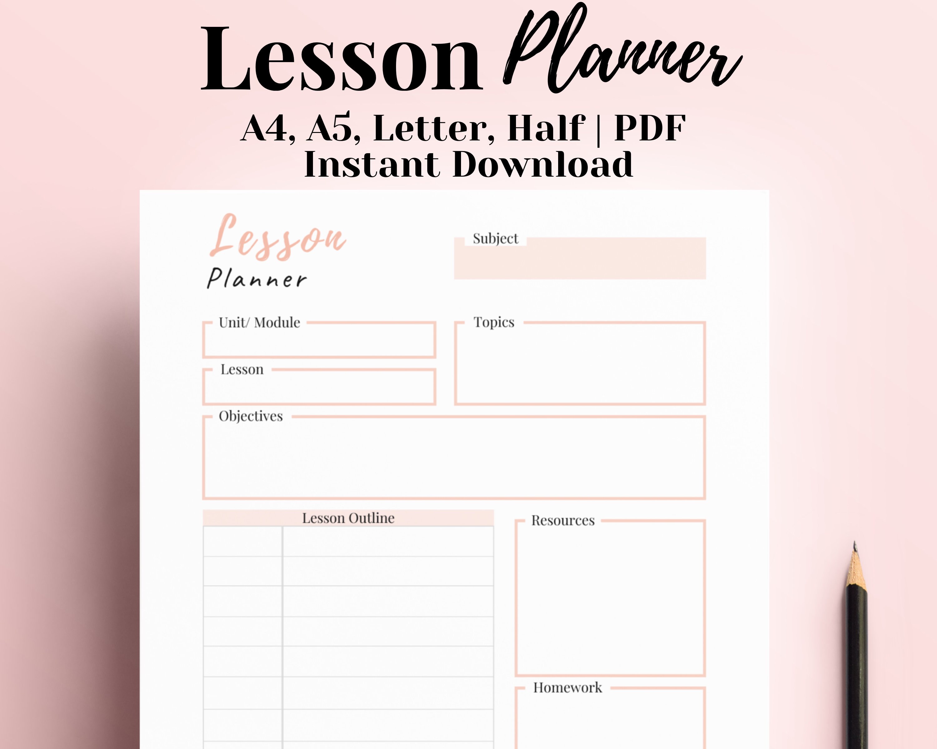lesson plan template teacher planner printable lesson etsy australia