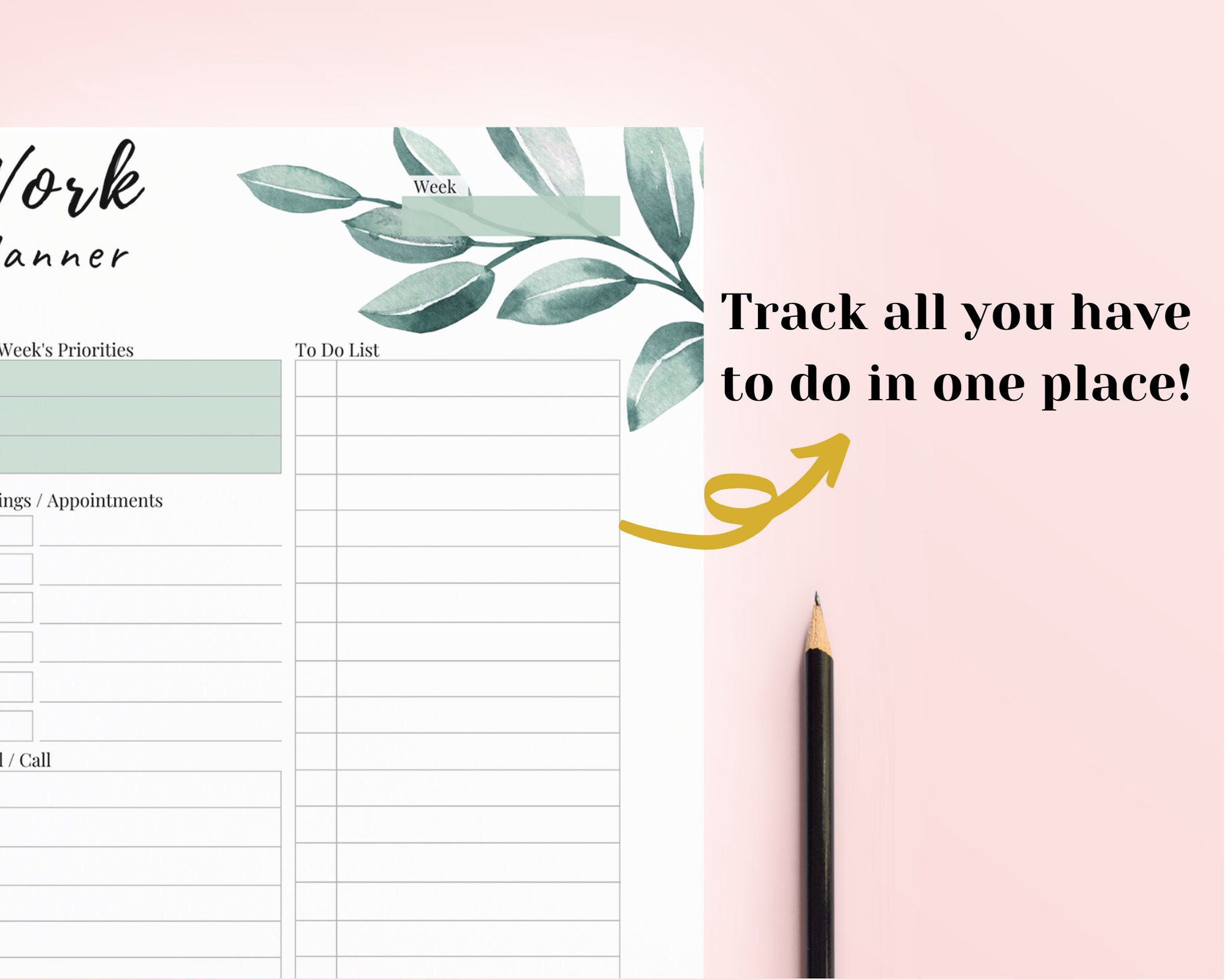 Work Planner Printable Weekly Work Schedule Productivity | Etsy