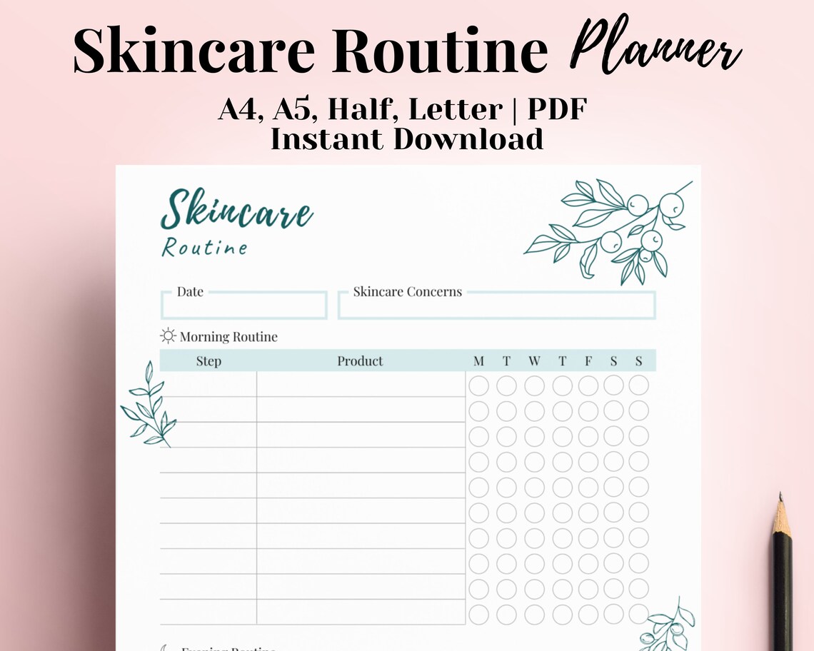 Skincare Checklist, Skincare Routine Planner, Skincare Tracker