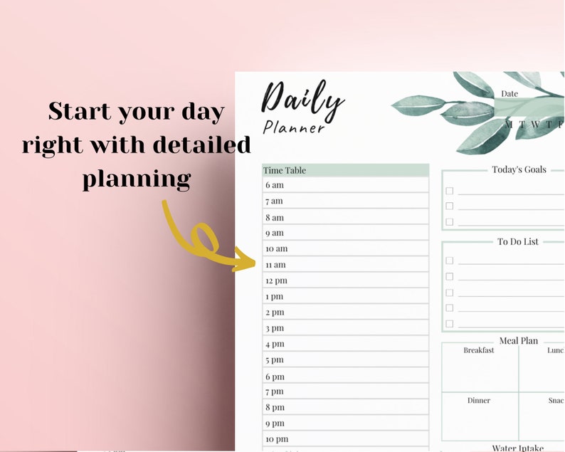 Daily Planner Template Day per Page Planner Printable Daily - Etsy