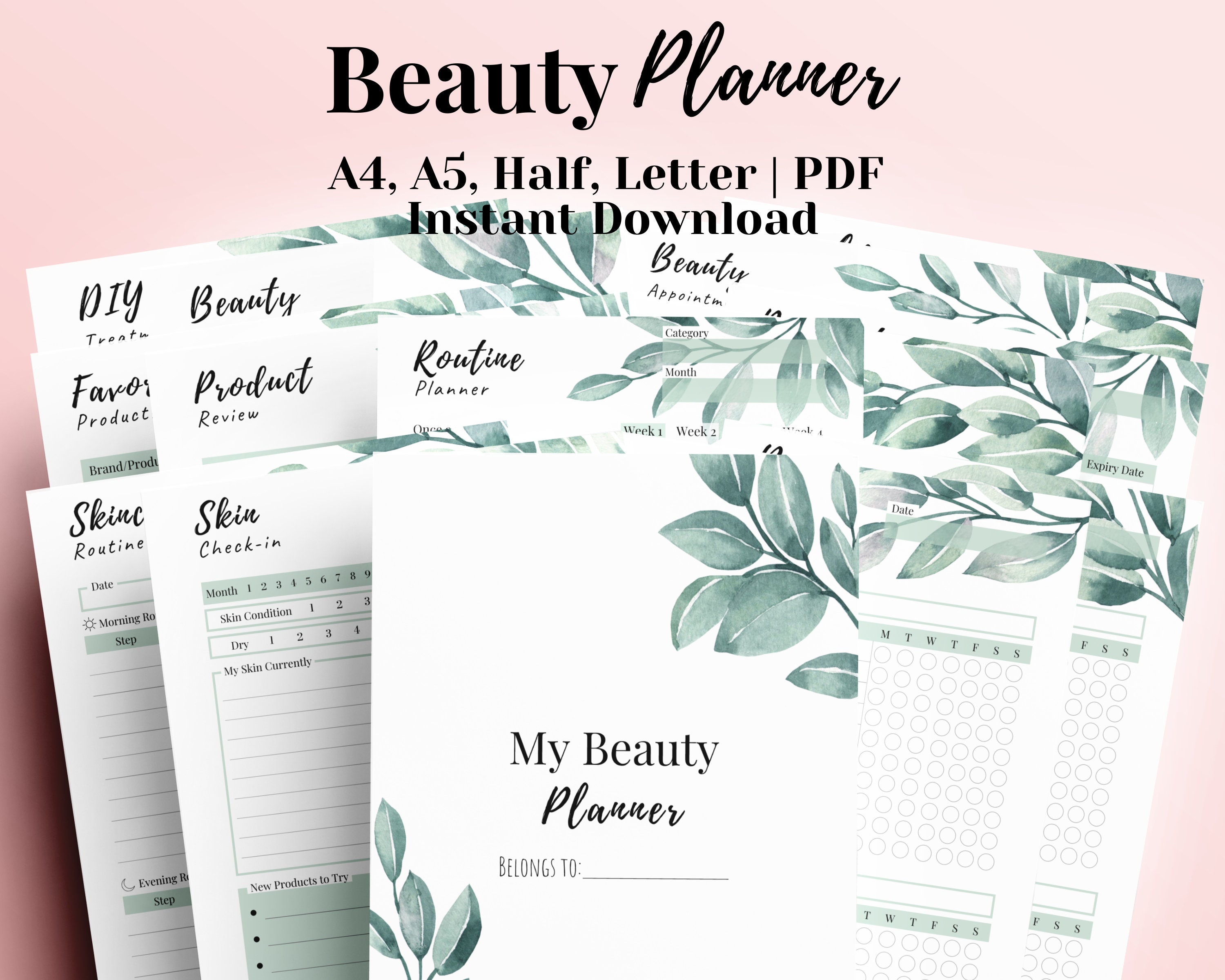Beauty Planner Printable Skin Care Routine Planner Beauty Organizer ...