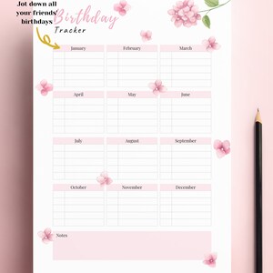 Printable Birthday Tracker, Birthday Planner, Birthday Log, Birthday ...