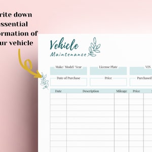 Car Maintenance Log Printable, Vehicle Maintenance, Auto Repairs ...