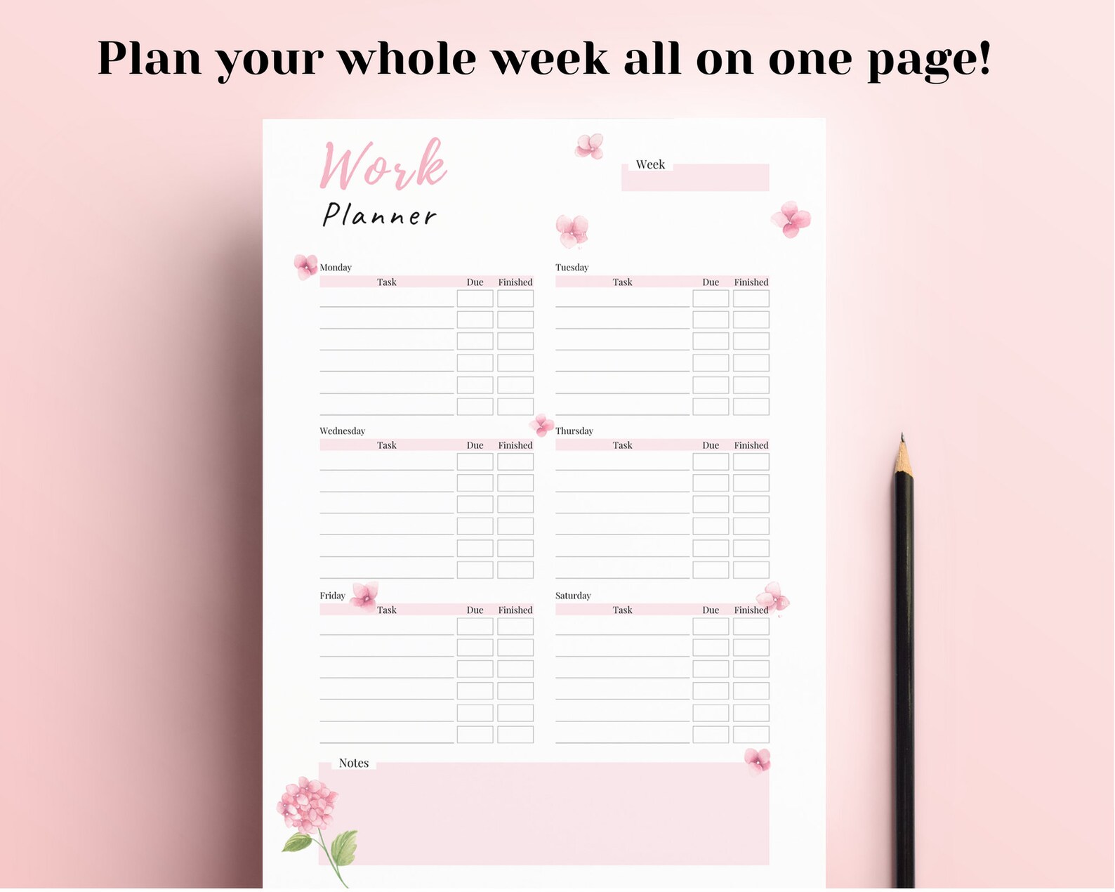 Work Planner Printable Weekly Work Schedule Productivity - Etsy Hong Kong