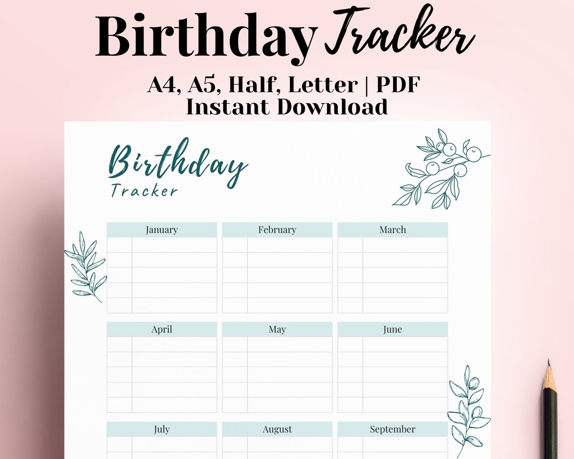 Printable Birthday Tracker Birthday Planner Birthday Log - Etsy Hong Kong