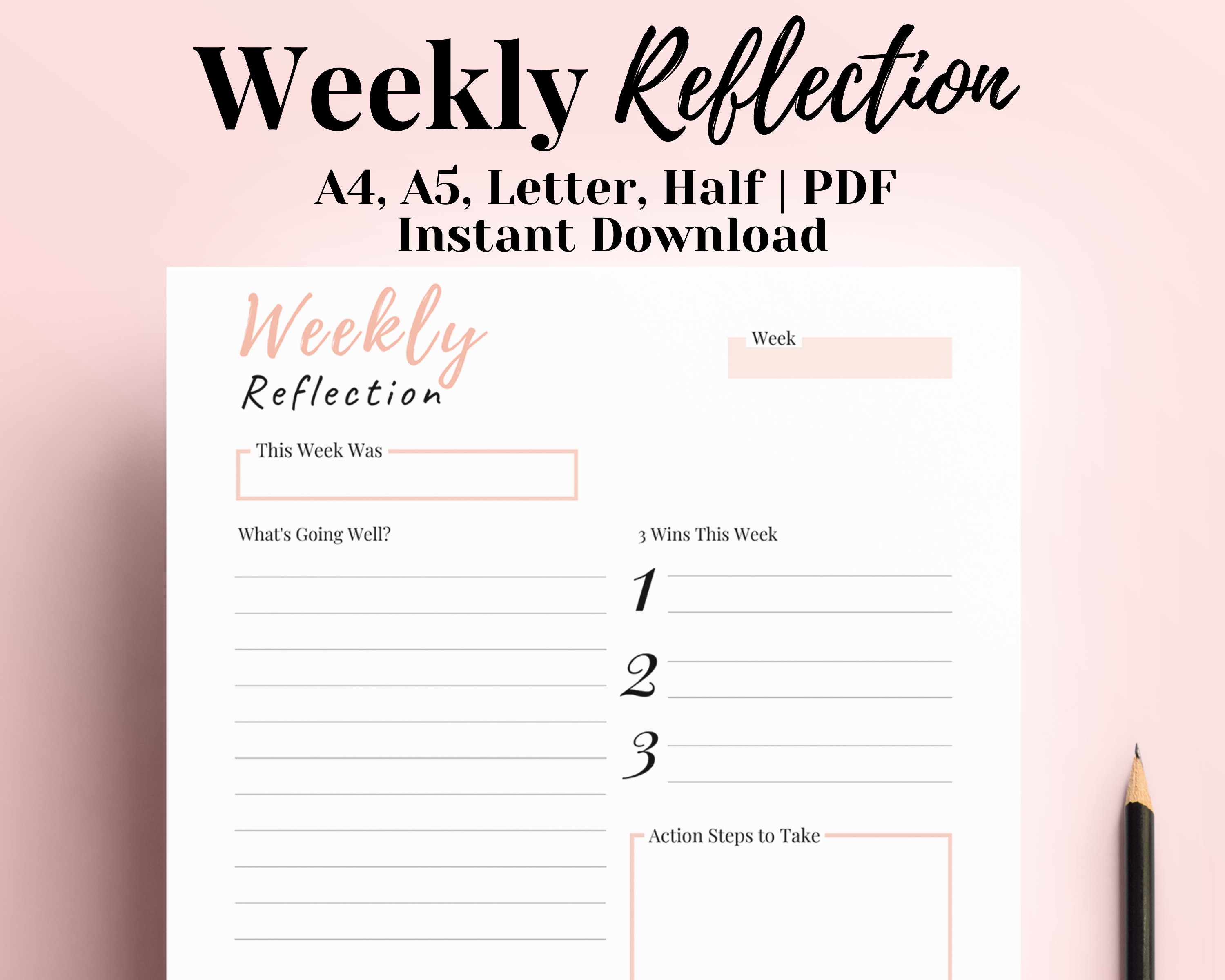 Weekly Reflection Journal Weekly Review 2021 Weekly Planner Etsy