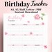 Printable Birthday Tracker, Birthday Planner, Birthday Log, Birthday ...