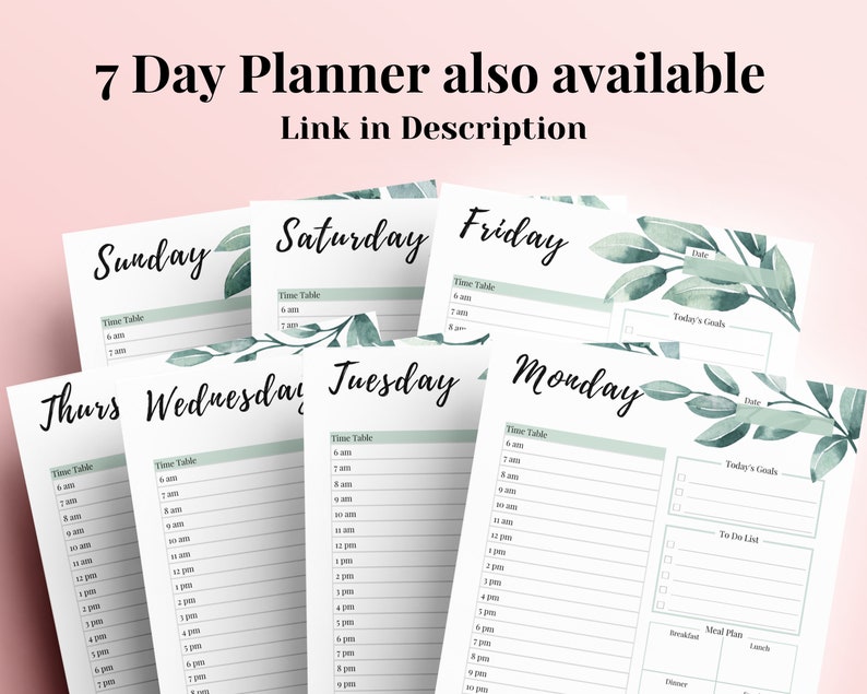 Daily Planner Template Day per Page Planner Printable Daily Etsy Hong