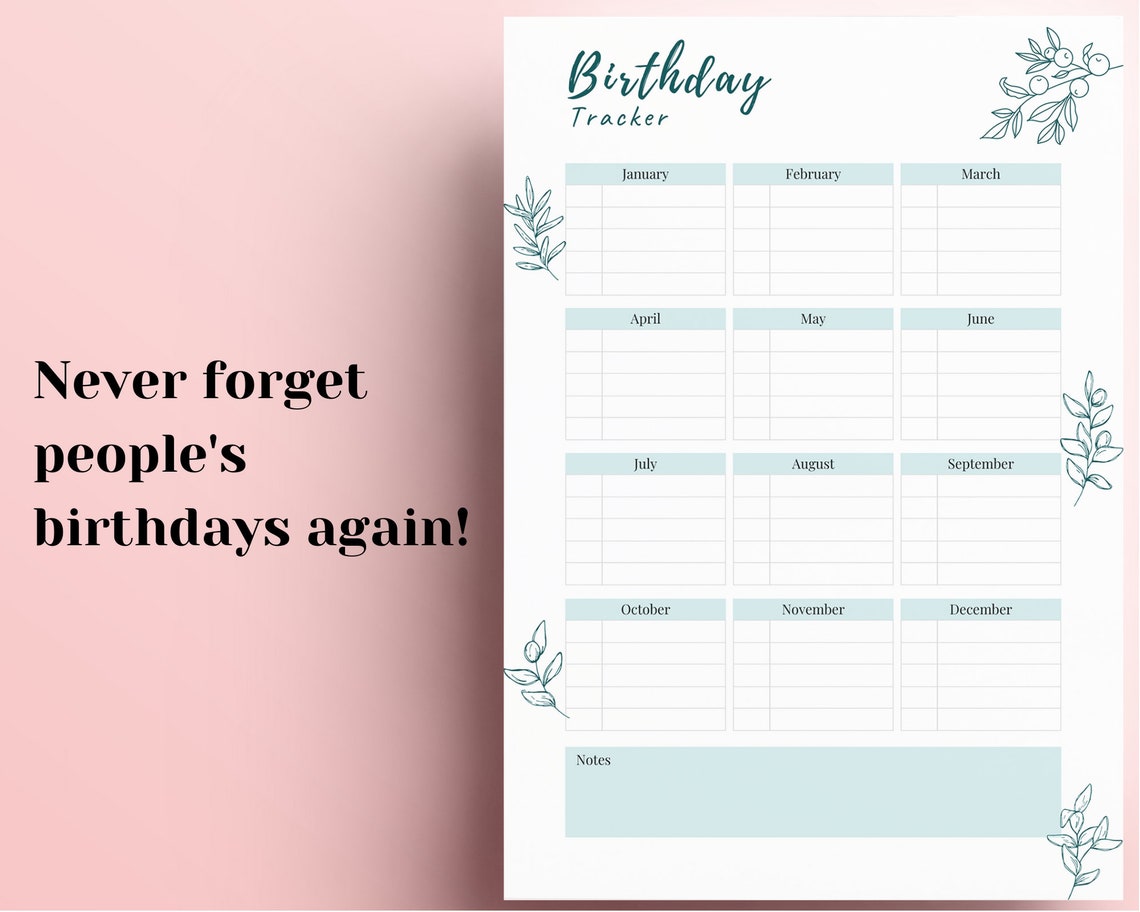 Printable Birthday Tracker Birthday Planner Birthday Log - Etsy Hong Kong