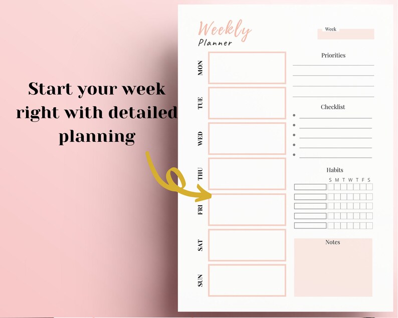 WEEKLY PLANNER 2021 Weekly Planner Printable Planner Weekly - Etsy Hong ...