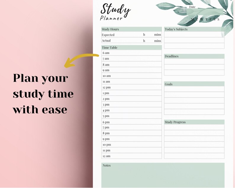 Student Planner Printable Daily Study Planner Pages Academic Etsy