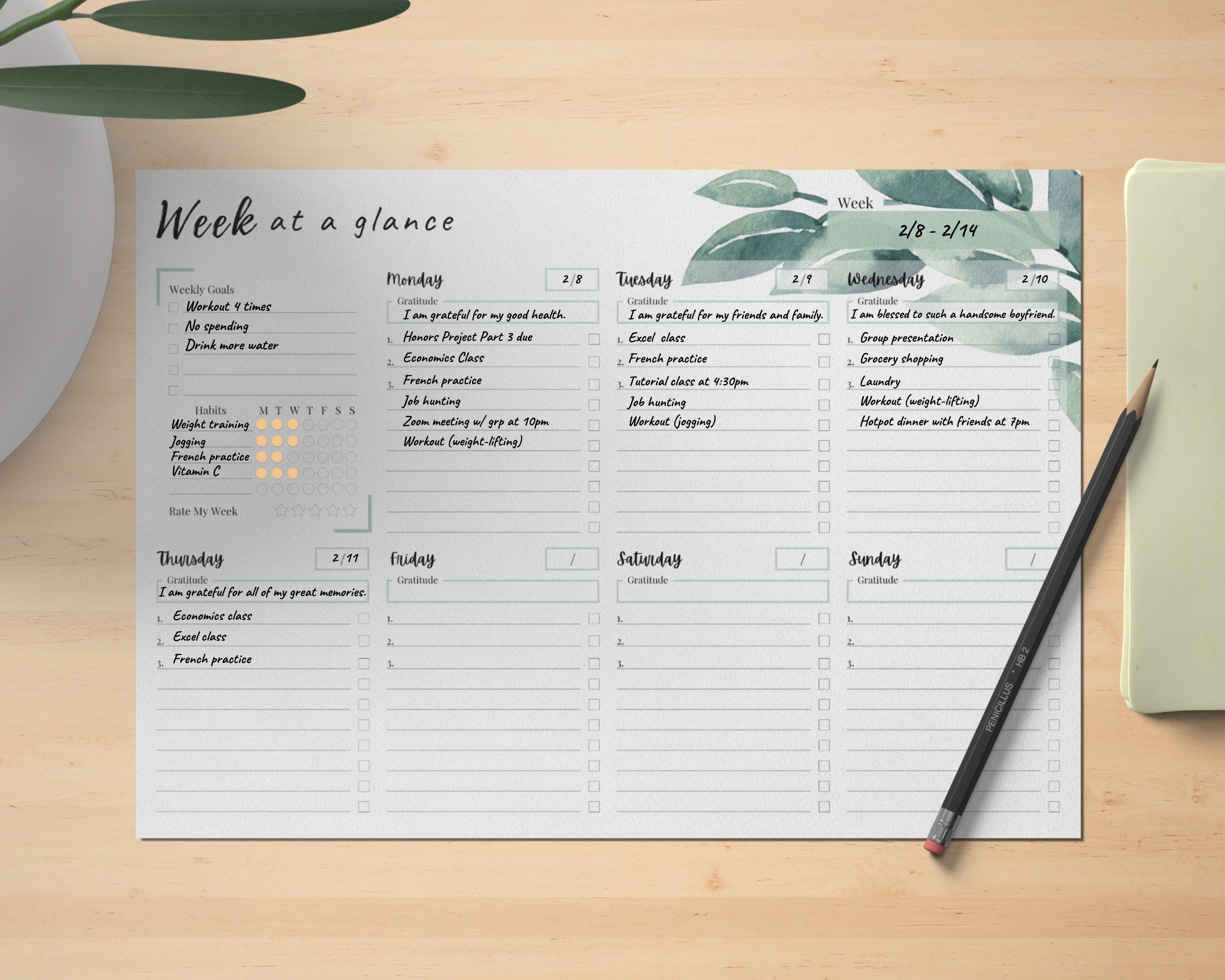Landscape Weekly Planner Printable Weekly Planner Weekly - Etsy