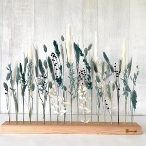 Flowerboard dried flowers light blue mint gray white Flowergram wooden strip with dried flowers table decoration wall decoration gift decoration Christmas