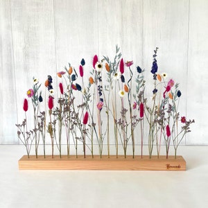 Flowerboard colorful dried meadow flowers dried flowers blue pink white Flowergram wooden strip flowers table decoration wall decoration gift Christmas