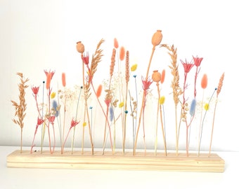Trockenblumen-Arrangement Holzleiste mit Trockenblumen Flowergram FlowerbarLittle Spring Flowerboard 50cm Blumenleiste 
