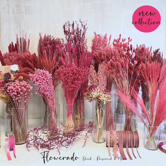 Buy Trockenblumen Pink Blumenstrauß Trockenblumenkranz DIY Set Tischdeko Geburtstag Hochzeit Schöne Blumen Herbstdeko Tisch Adventskranz Pink Online in India