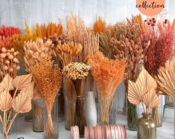 Trockenblumen apricot orange Blumen Tischdeko Hochzeitsdeko Brautstrauß Hochzeit Einladung DIY Deko Frühling Osterdeko Trockenblumenstrauß