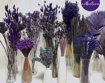 Flores moradas, flores secas, decoración violeta, ramo de flores secas, otoño, Halloween, decoración de mesa, boda de invierno, regalo DIY, cumpleaños, Navidad