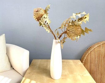 Banksia Baxterii Protea getrocknet exotische Trockenblume beige creme Boho Deko Hochzeit Brautstrauß minimalistische Naturdeko Vase DIY