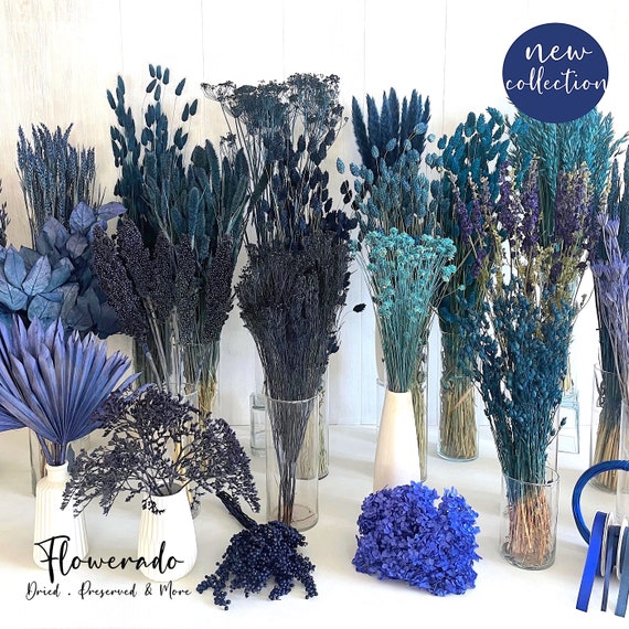 Buy Blaue Trockenblumen Trockenblumenstrauß Blumen Blau Deko Dunkelblau Tischdeko Hochzeitsdeko Adventskranz Hortensien Broom Nigella Pampasgras Online in India