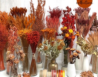 Trockenblumen orange terracotta rostrot Blumen Tischdeko Hochzeitsdeko Brautstrauß Boho Deko Frühling Herbst Geschenk DIY Set Blumenstrauß