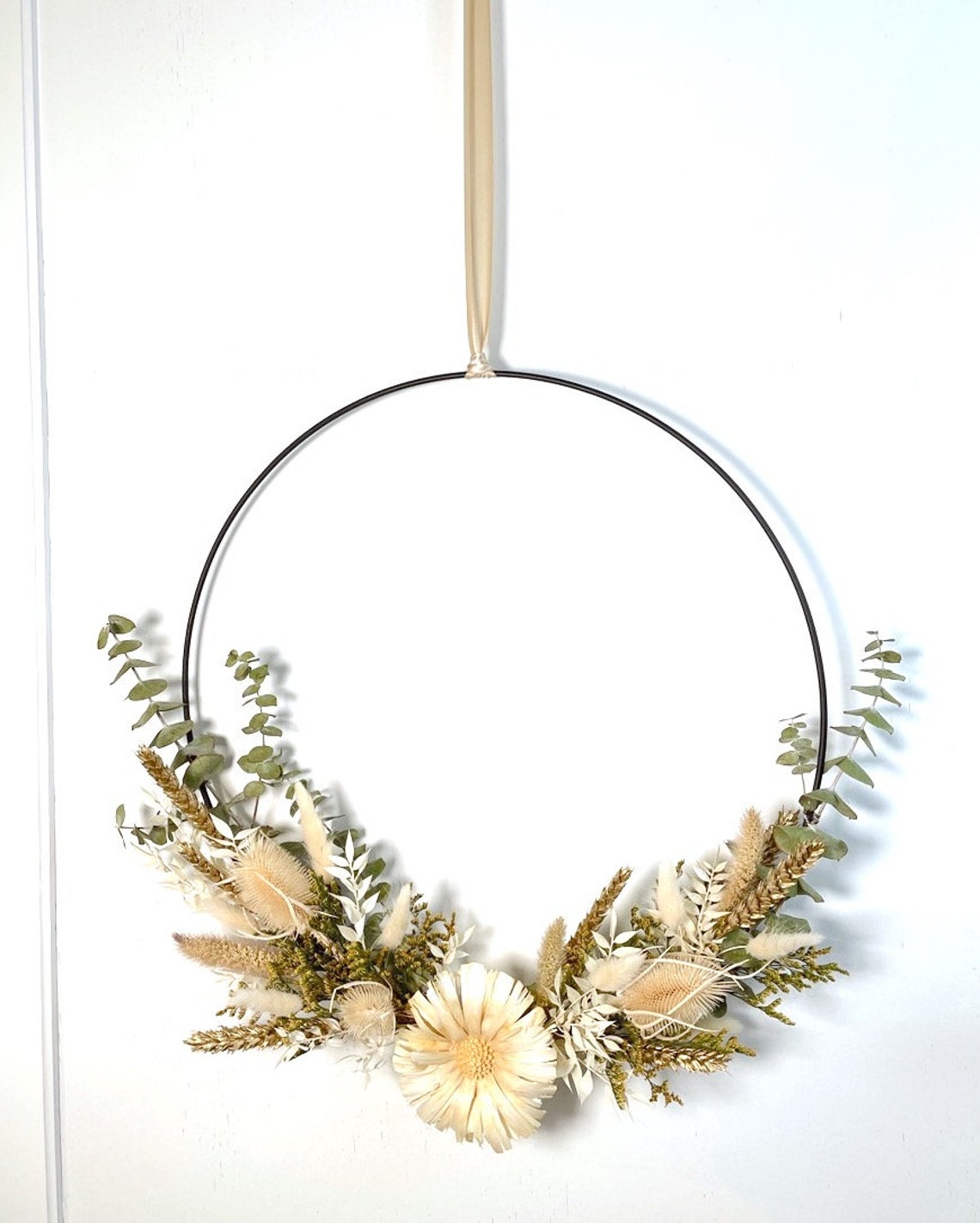 Dried Flower Wreath Ring 35 or 45 Cm / Cream Gold Yellow Etsy