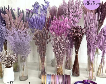 Trockenblumen lila flieder Trockenblumenstrauß lila Blumen Tischdeko Kommunion Taufe Geburtstag Hochzeit Herbst Adventskranz lila Deko DIY