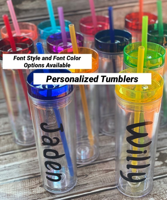 Personalized 16oz Double Wall Acrylic Tumblers with Straw