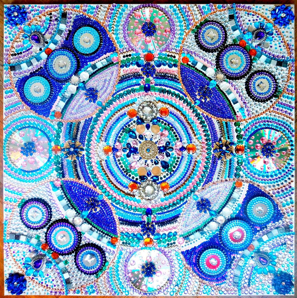 Crystal wall art Blue Turquoise Silver abstract Painting Etsy