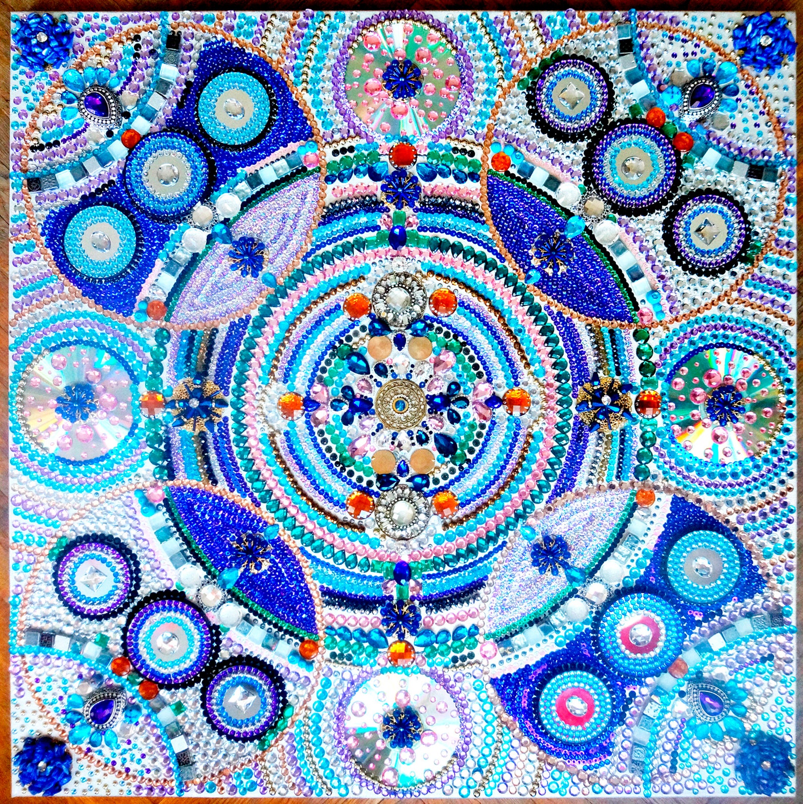 Crystal wall art Blue Turquoise Silver abstract Painting Etsy