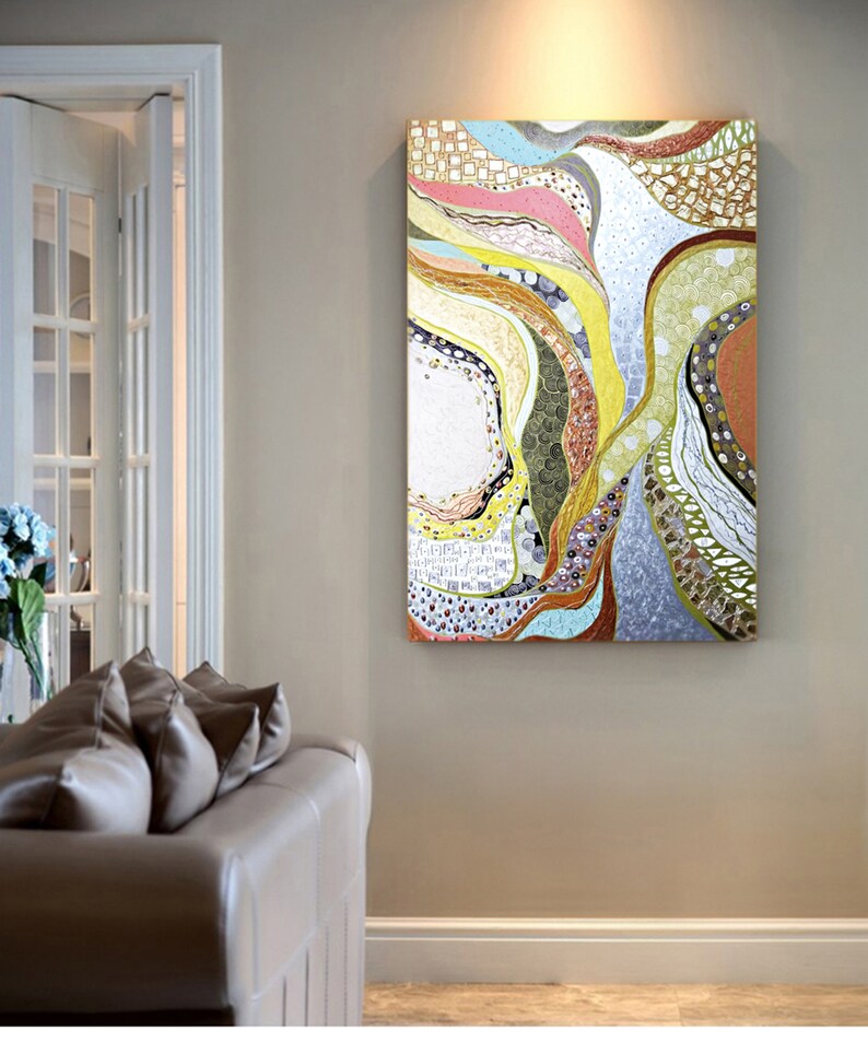 Large abstract Painting GOLD & SILVER Abstract wall art Etsy