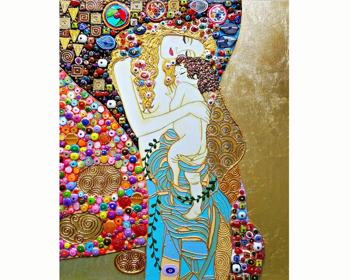 Mother and child Gustav Klimt Mom and baby art Mother and Etsy