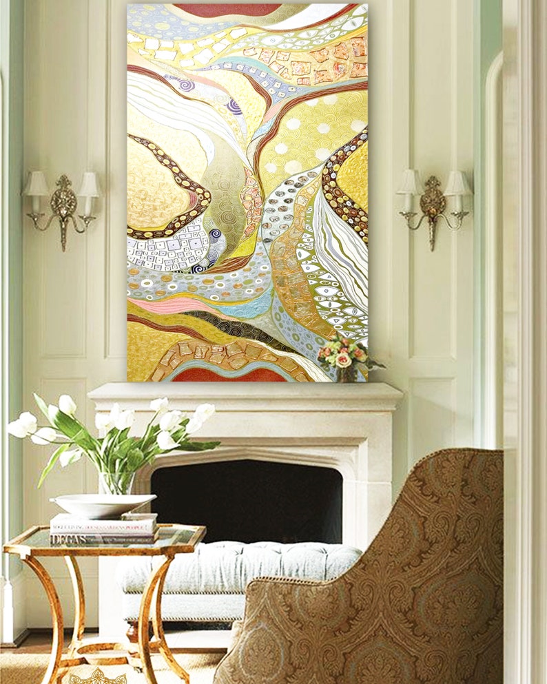 Large abstract Painting GOLD & SILVER Abstract wall art Etsy