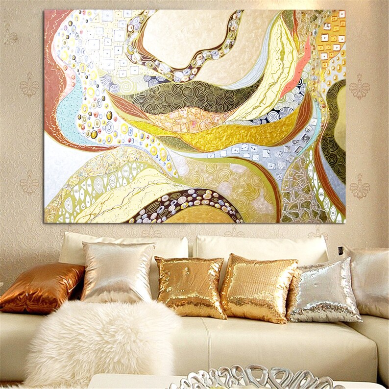 Large abstract Painting GOLD & SILVER Abstract wall art Etsy