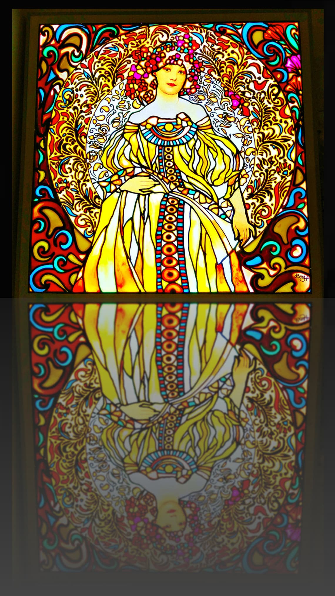 Alphonse Mucha stained glass artwork Art nouveau wall panel | Etsy