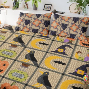 Halloween Witch Quilt Pattern: Downloadable PDF for Lap, Twin, Queen, King