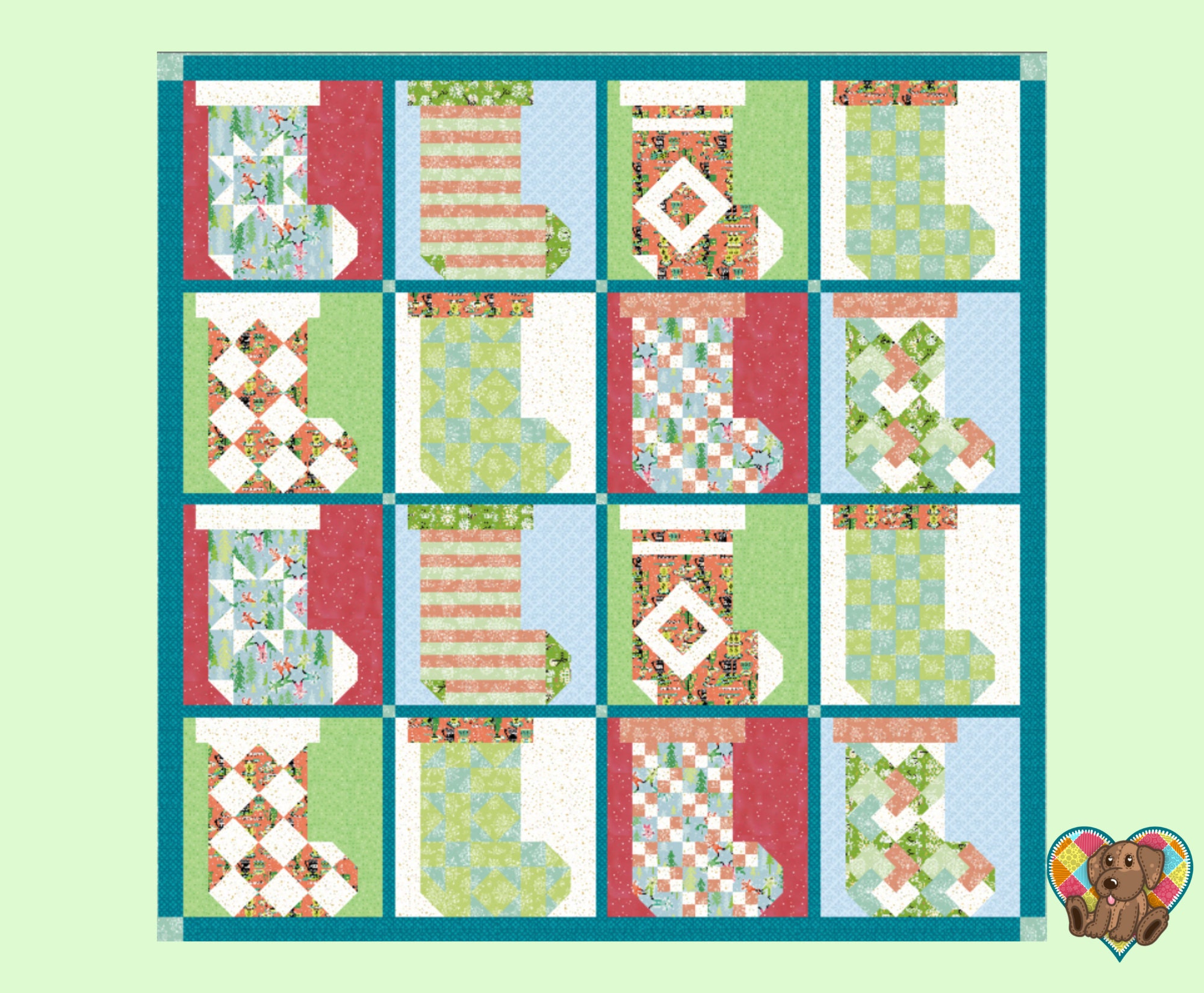 Christmas Stockings Quilt Block Pattern Downloadable Christmas Quilt