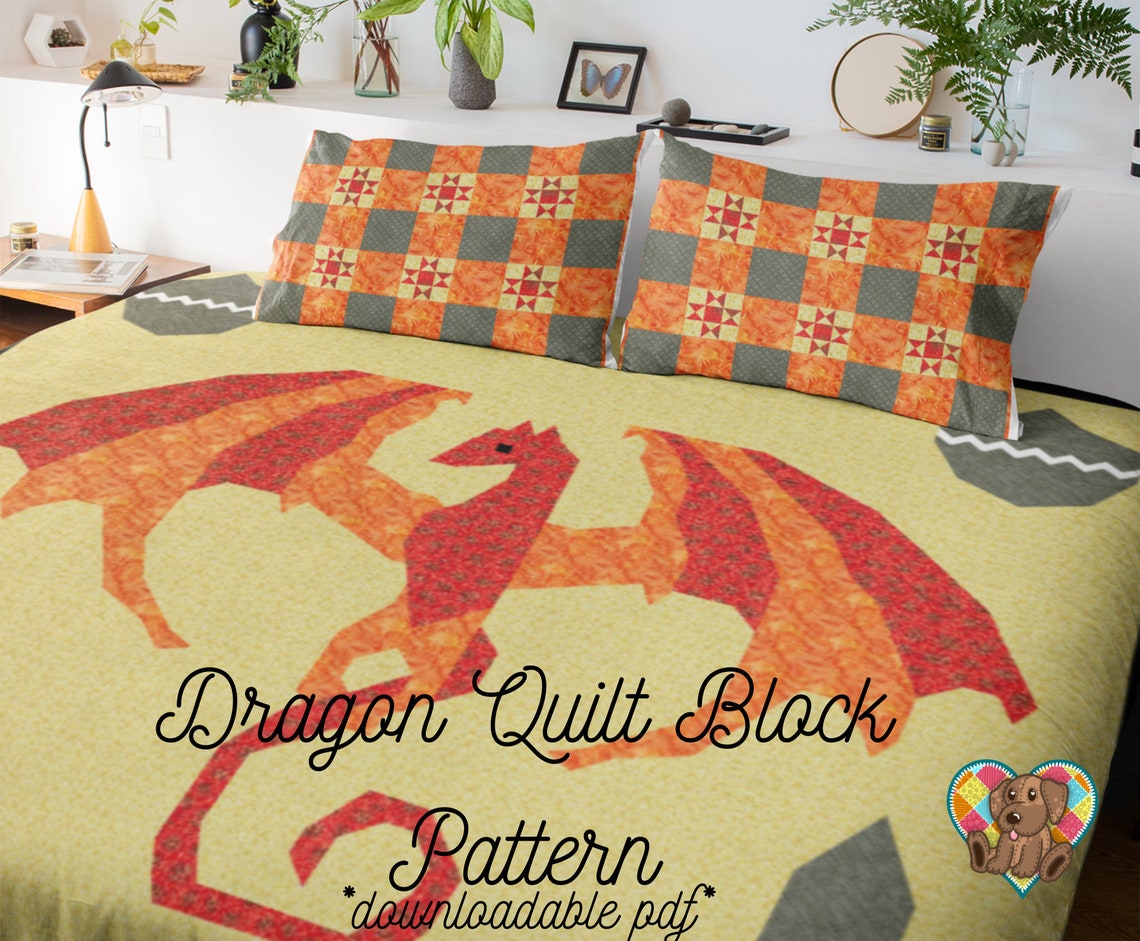 Dragon Quilt Block Pattern Downloadable Quilt Block Pattern Etsy