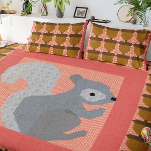 Squirrel Quilt Block Pattern: Fun Animal Quilt Design (PDF Download)