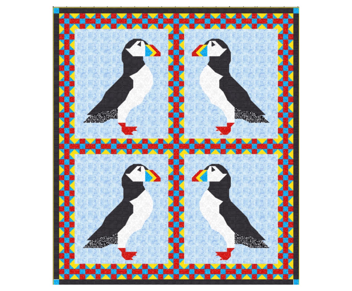 Puffin Downloadable Quilt Block Pdf Pattern Puffin Quilt Etsy