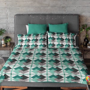 Kartentrick Quilt Blockmuster | Herunterladbare PDF-Karte Trick Quilt Pattern | Sich wiederholendes Block-Quilt-Muster pdf | Kartentrick Quilt Anleitung